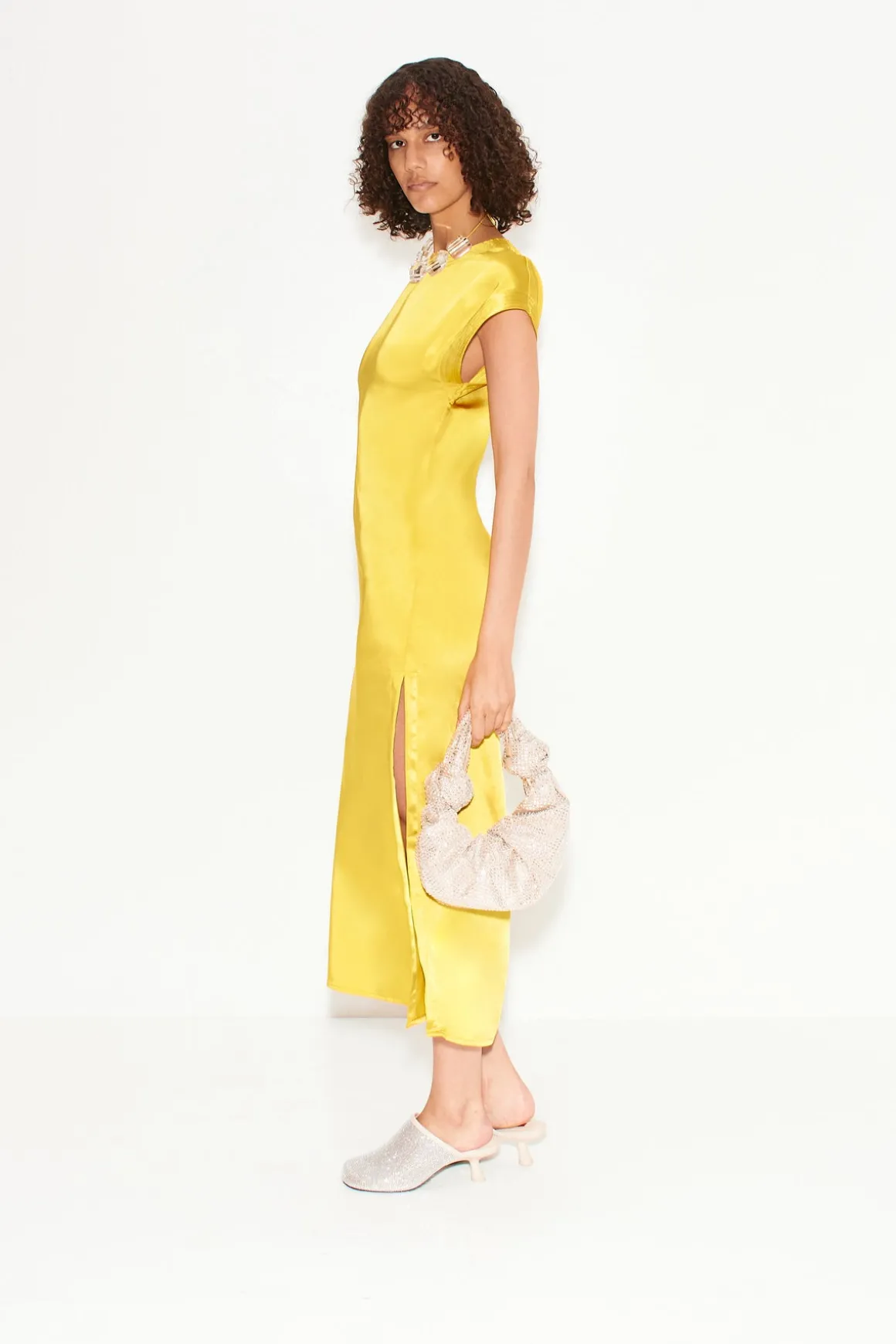 Argan Satin Dress in Star Gold