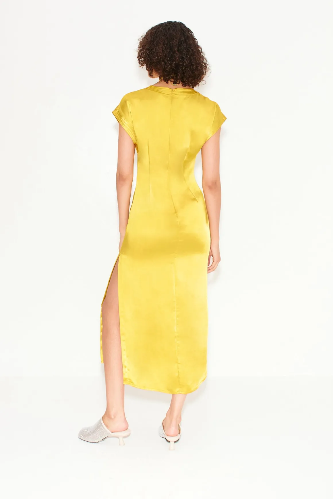 Argan Satin Dress in Star Gold