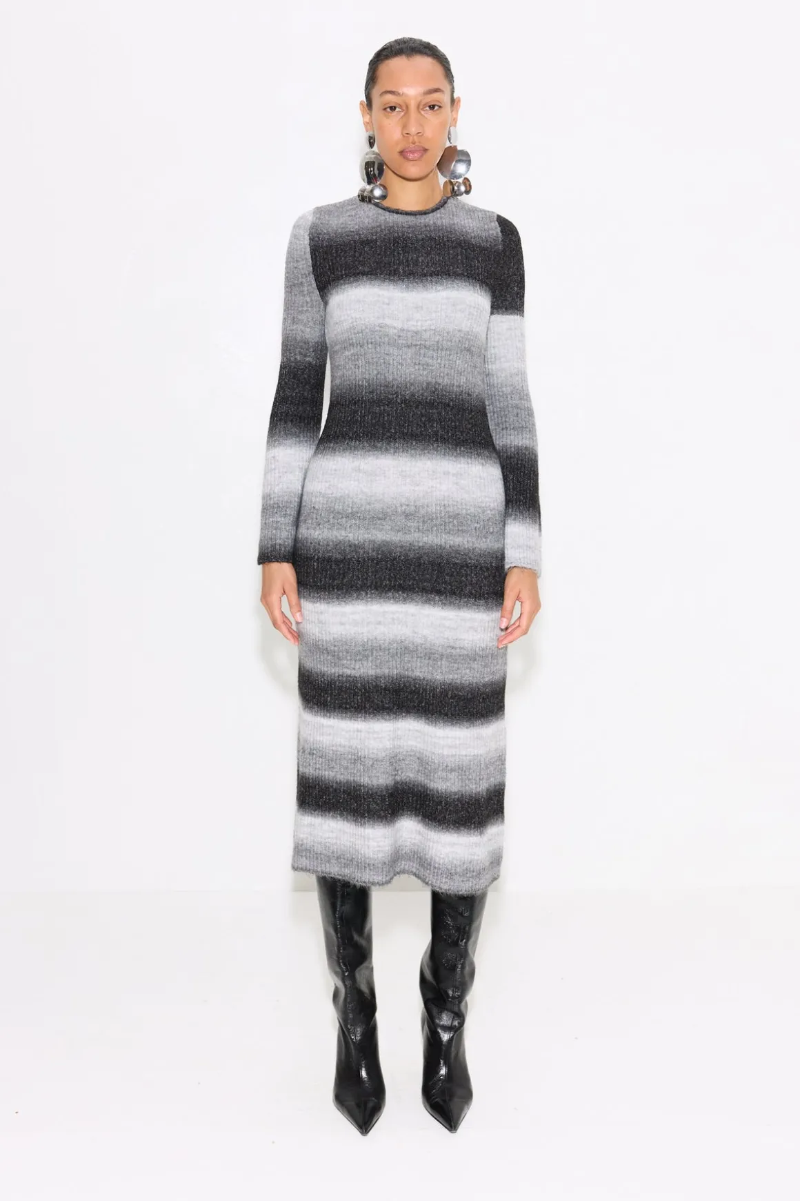 Axon Dress in Black/Macadamia Multi