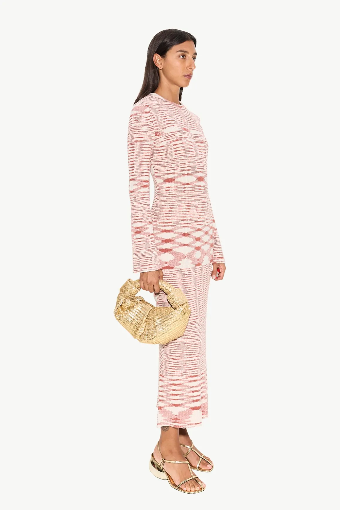 Axon Knit Dress in Rust/Rice Flour Multi