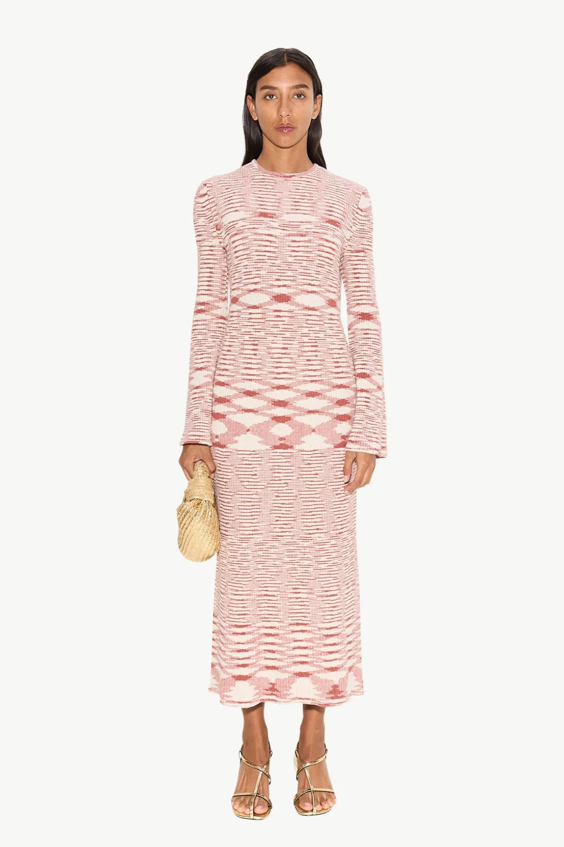 Axon Knit Dress in Rust/Rice Flour Multi