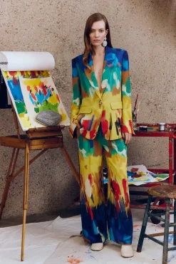 Bloo Painted Crepe Pant in Palette Print