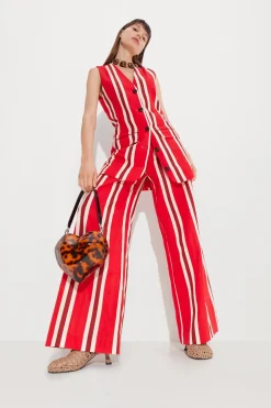Carob Linen Mini Dress in Moroccan Spice Stripe