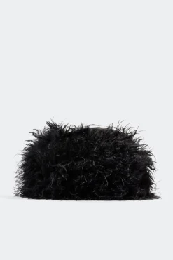 Curly Faux Fur Can Can Bag in Black