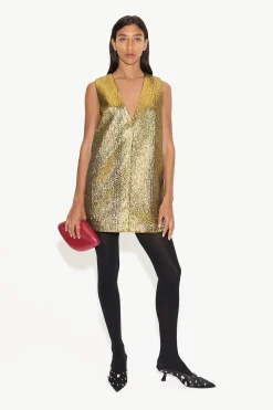Fountain Metallic Mini Dress in Star Gold