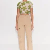Gamma Printed Mesh Tee in Green/Seashell Floral