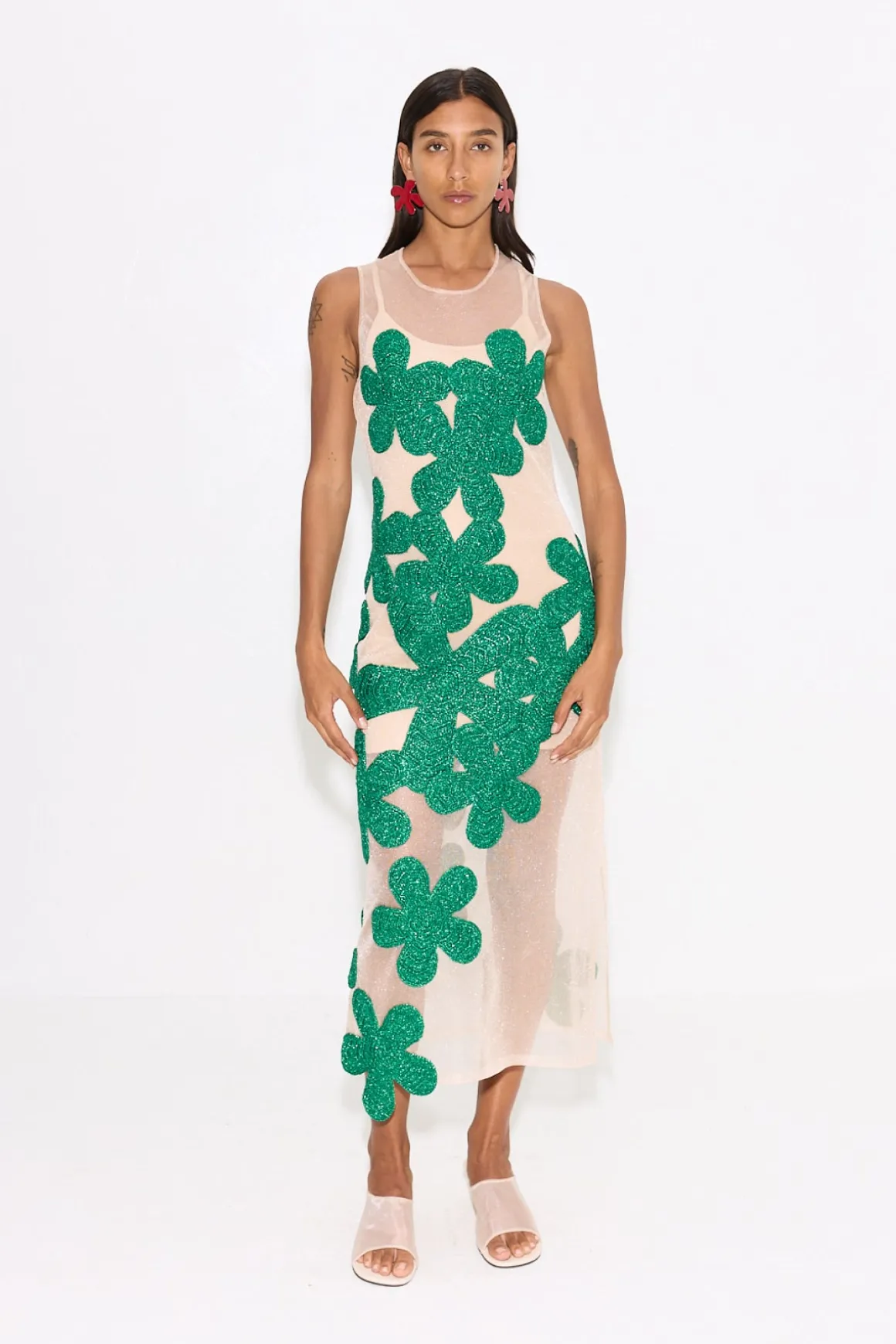 Hibiscus Crochet Dress in Gummy Green