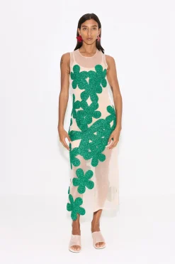 Hibiscus Crochet Dress in Gummy Green