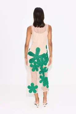 Hibiscus Crochet Dress in Gummy Green