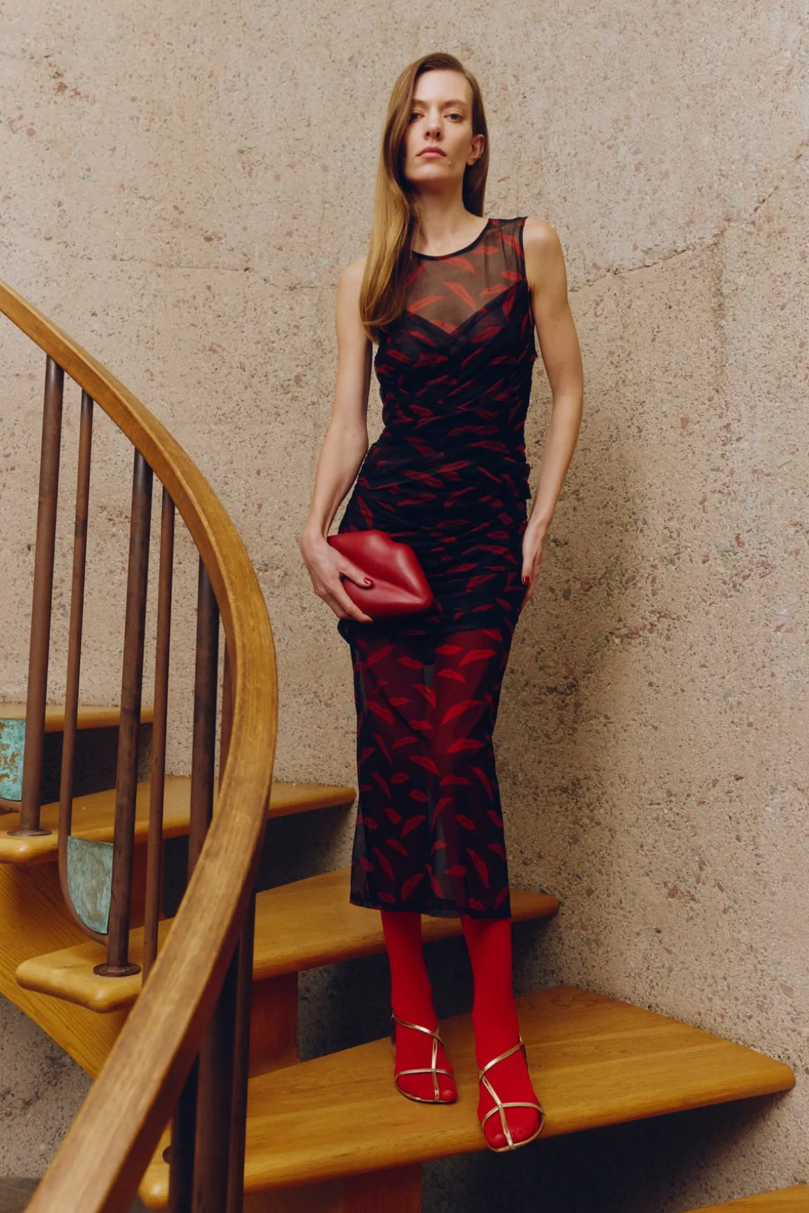 Kinny Mesh Dress in Lip Print