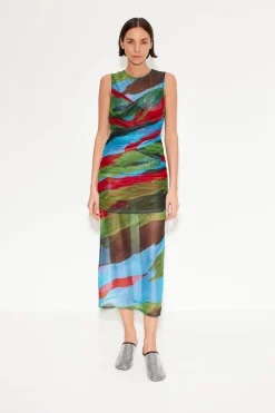 Kinny Mesh Dress in Painted Leaf