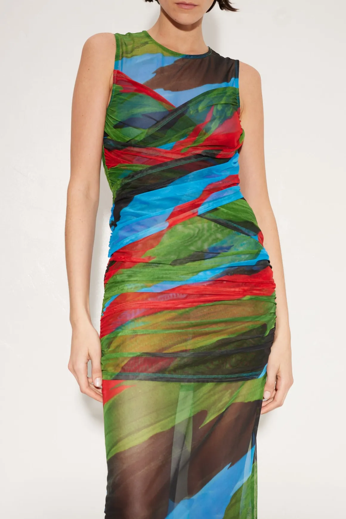 Kinny Mesh Dress in Painted Leaf