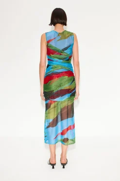 Kinny Mesh Dress in Painted Leaf