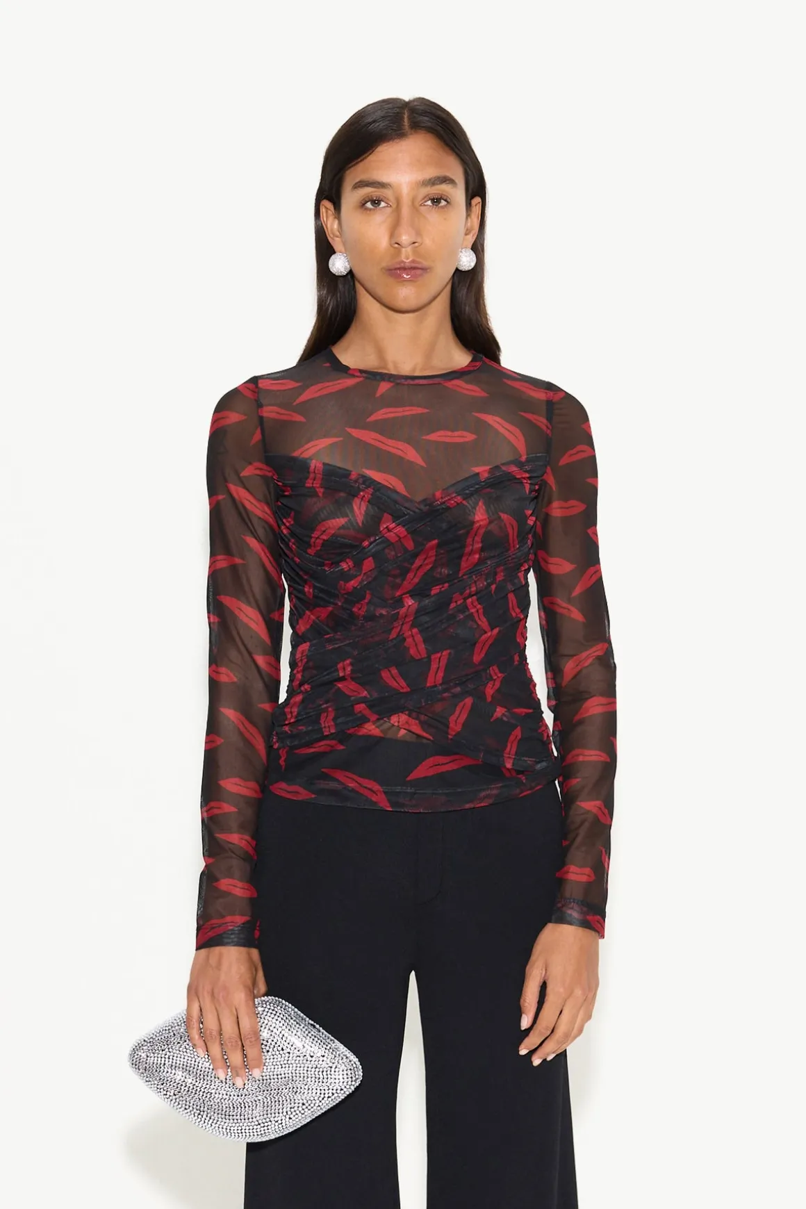 Kinny Mesh Top in Lip Print