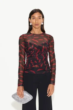 Kinny Mesh Top in Lip Print