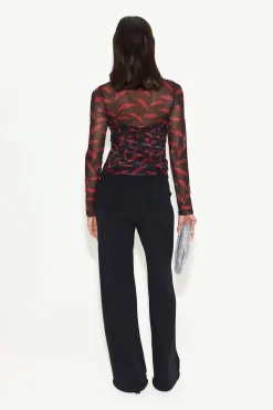 Kinny Mesh Top in Lip Print
