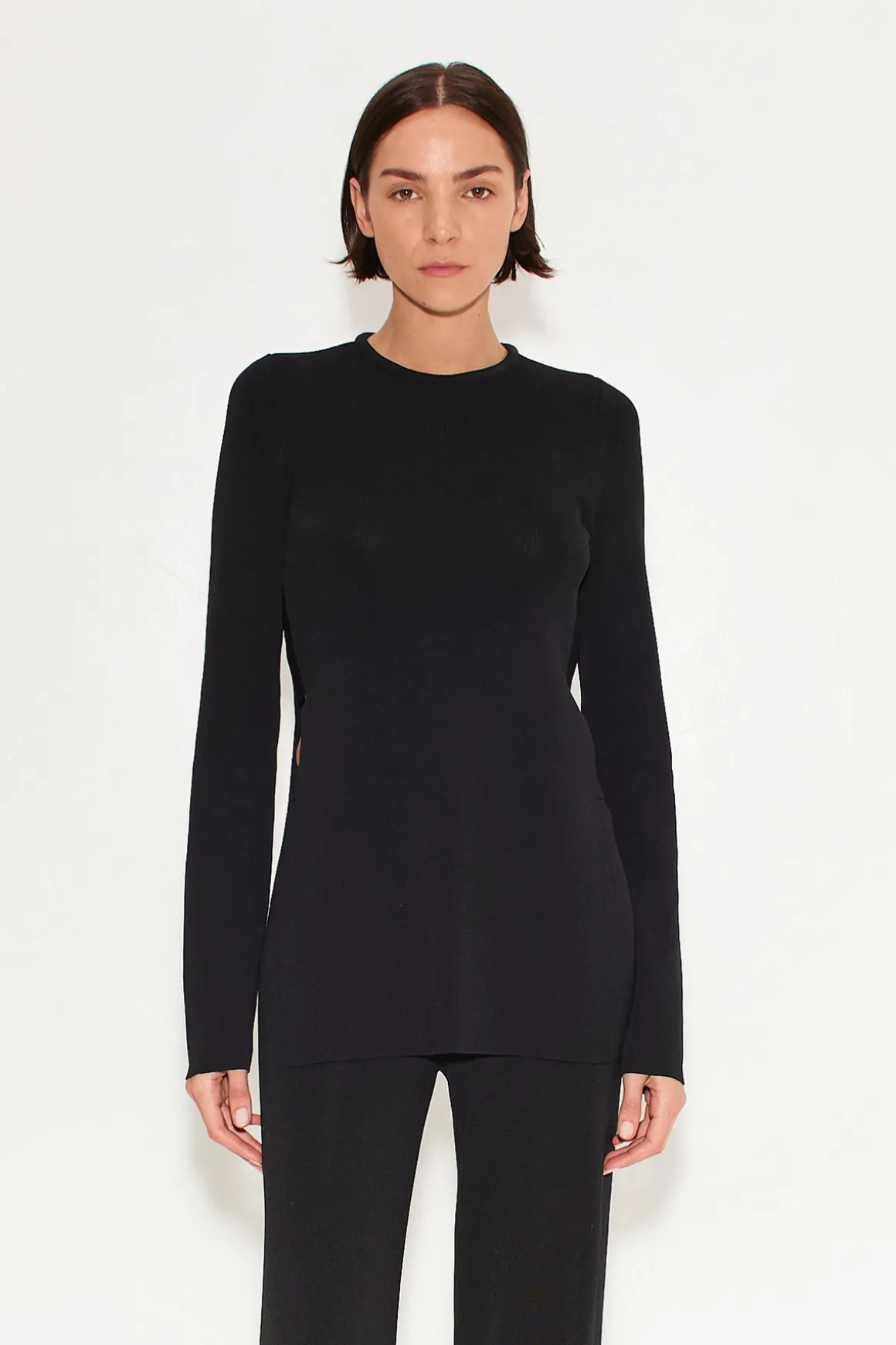 Knits By Canoga Long Sleeve Top in Black