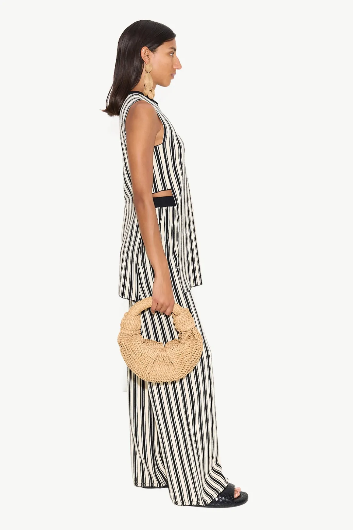 Knits By Canoga Top in Black/Rice Flour Stripe