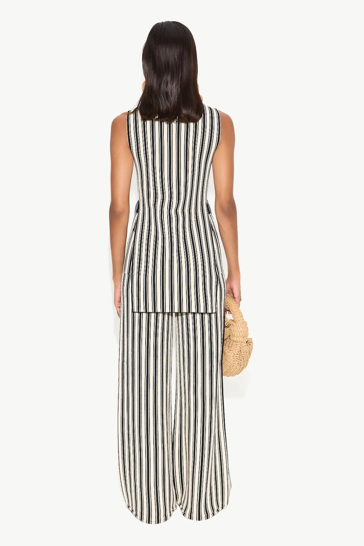 Knits By Canoga Top in Black/Rice Flour Stripe