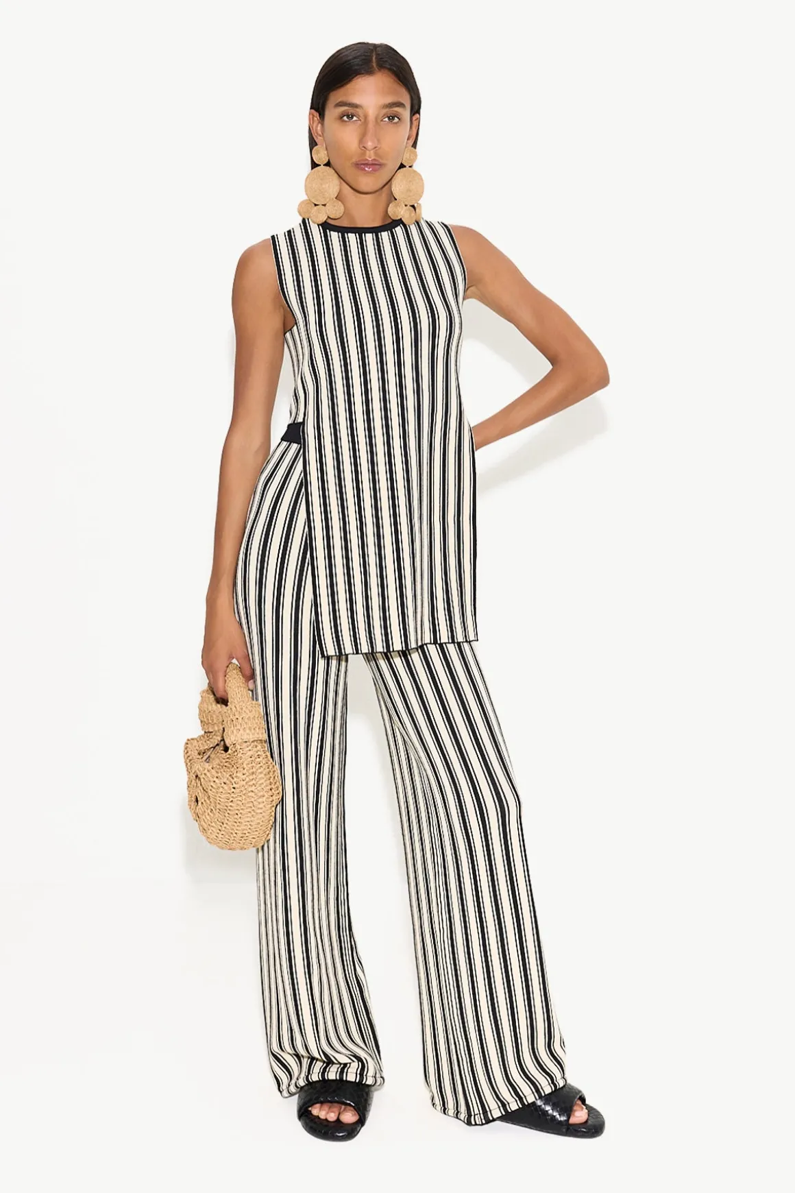 Knits By Canoga Top in Black/Rice Flour Stripe