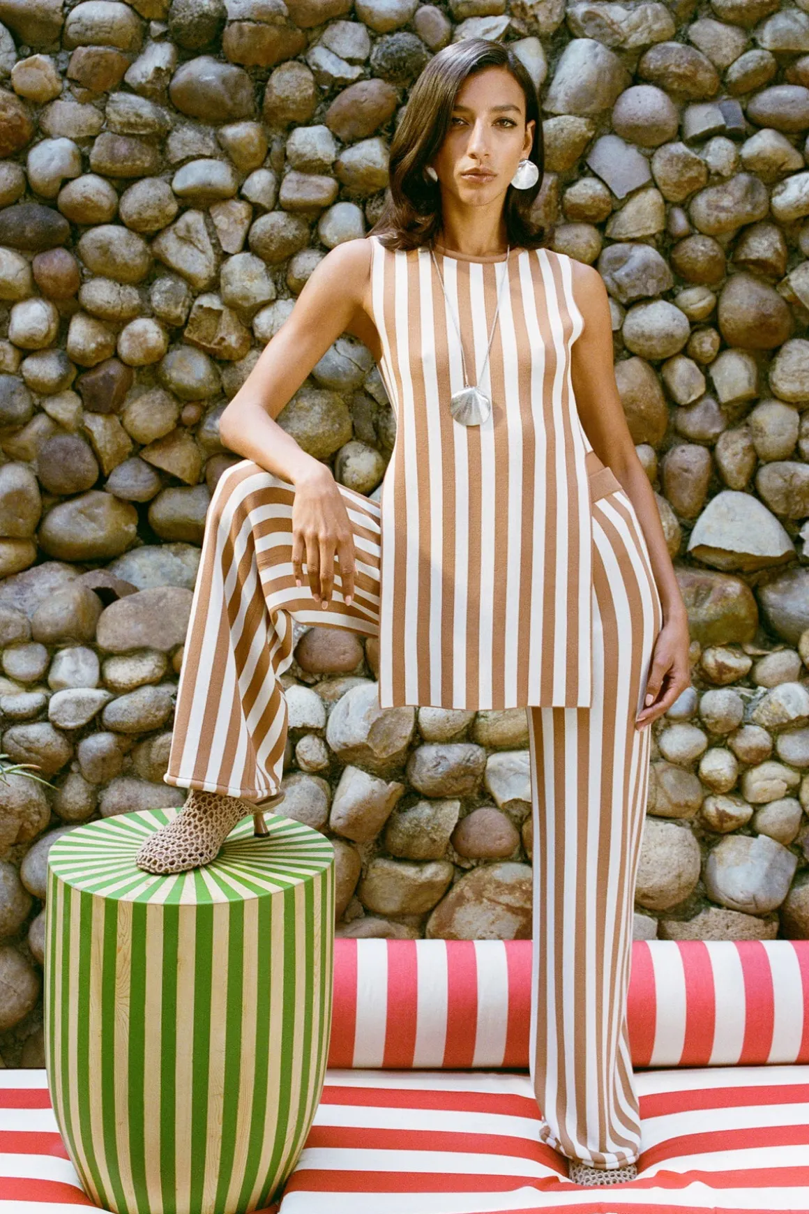 Knits By Canoga Top in Tan Stripe