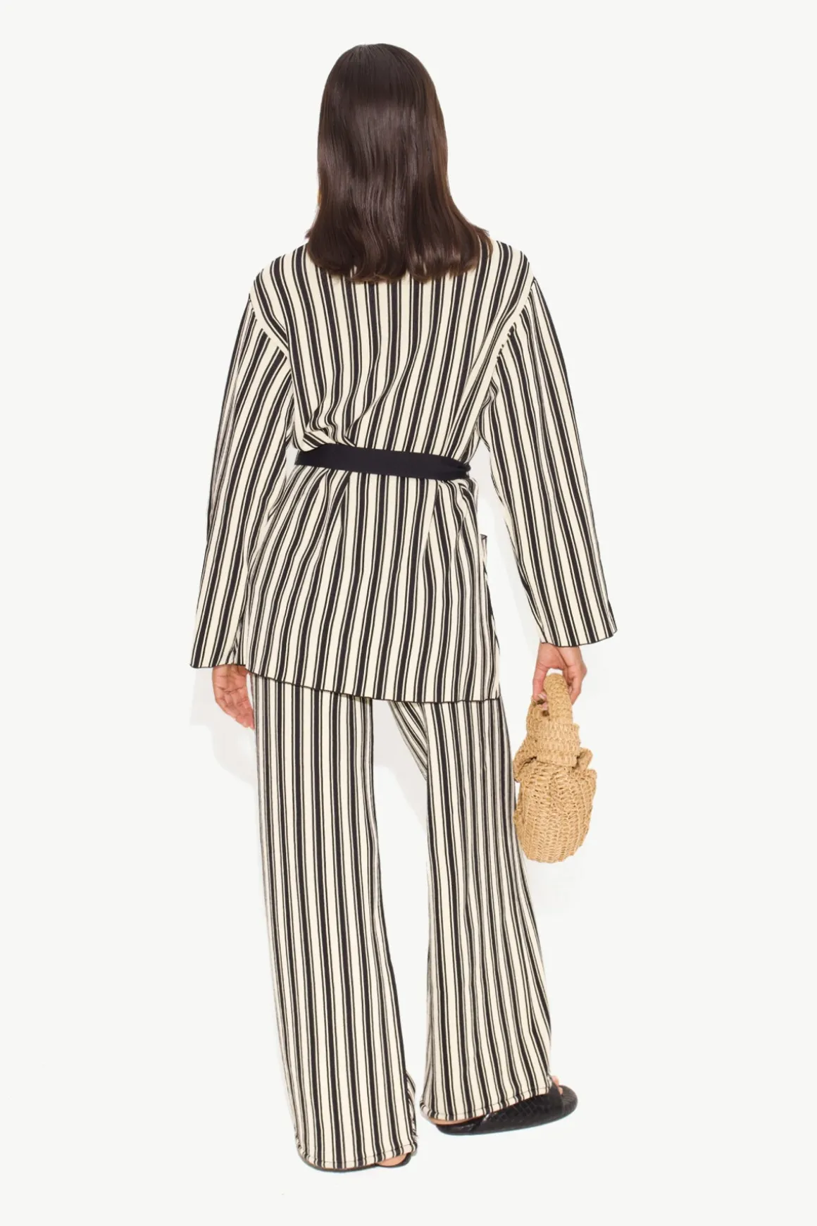 Knits By Jabber Pant in Black/Rice Flour Stripe