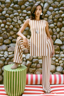 Knits By Jabber Pant in Tan Stripe