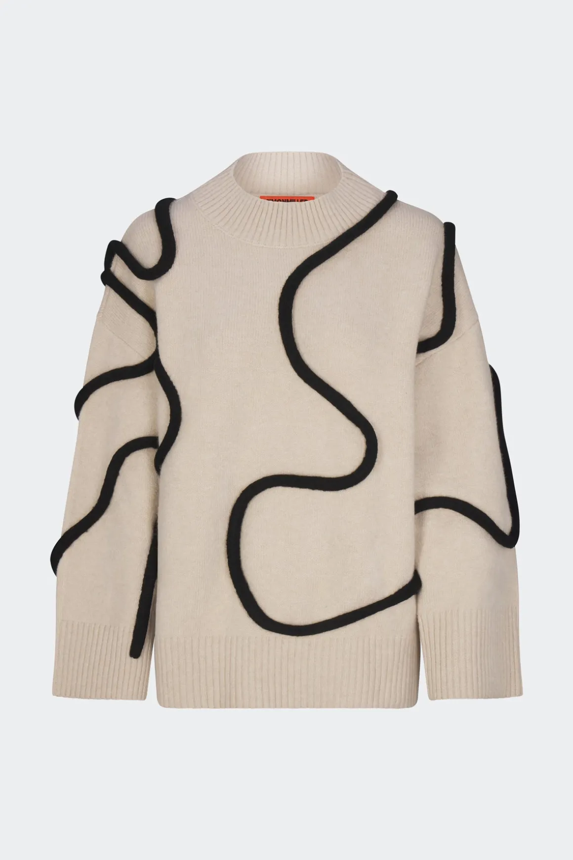 Leith Squiggle Knit Sweater in Cream/Black