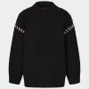Leith Whipstitch Knit Sweater in Black with Cream