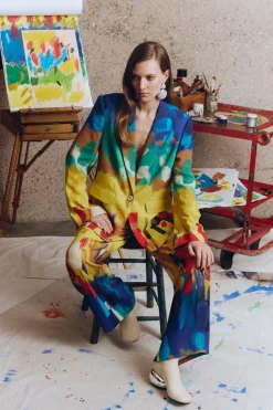 Lennox Crepe Jacket in Palette Print