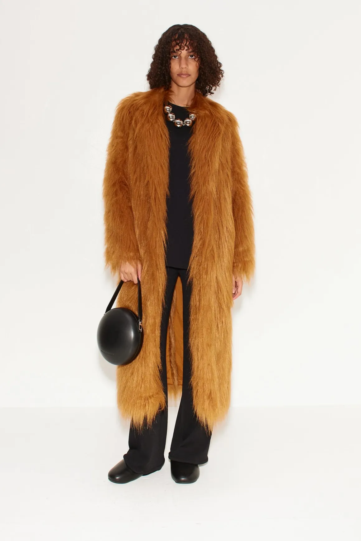 Lett Shaggy Faux Fur Coat in Wheat