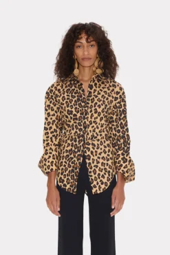 Loch Poplin Button Up in Cheetah