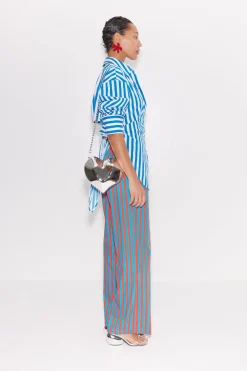 Loch Striped Poplin Button Up in Blue Stripe