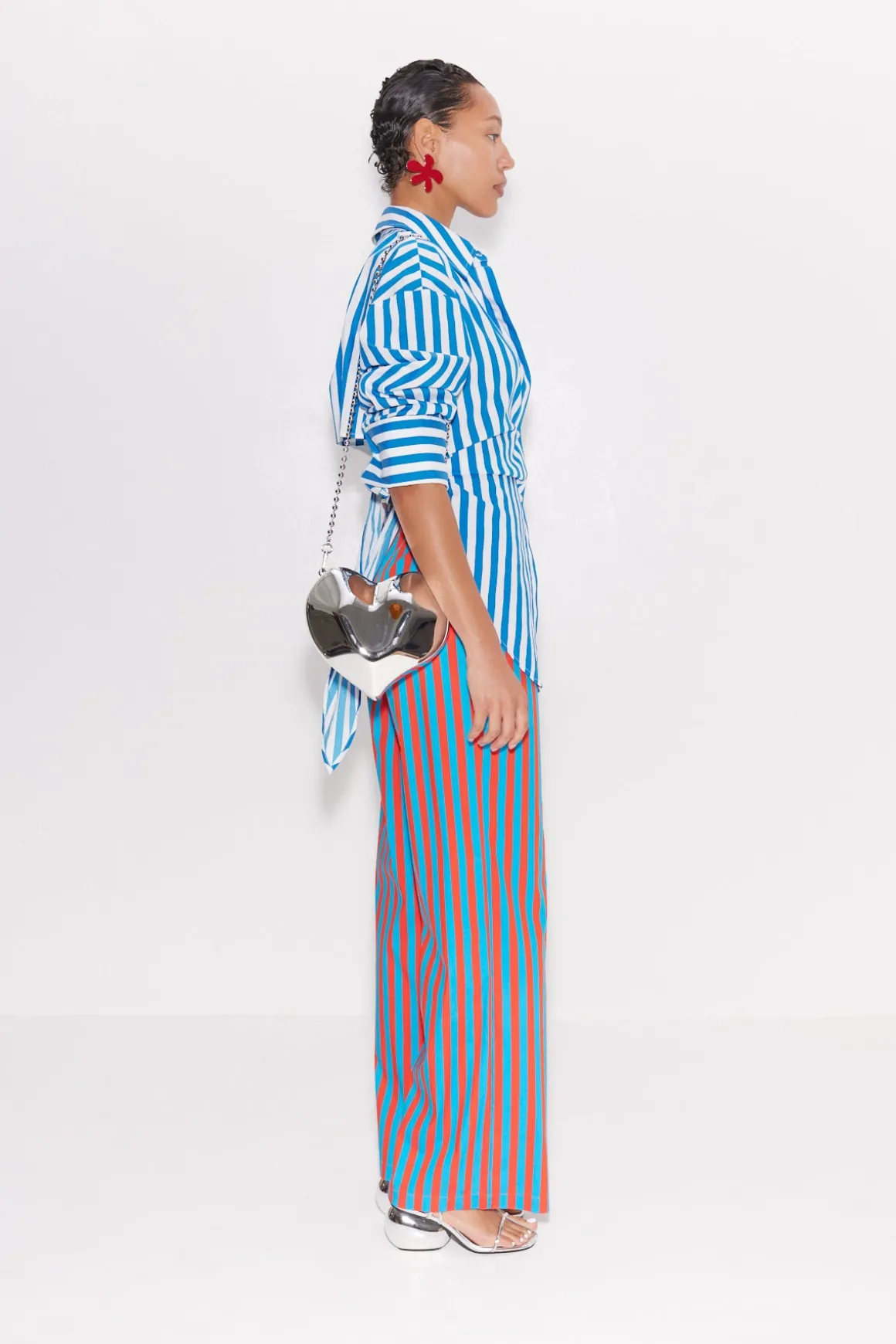 Loch Striped Poplin Button Up in Blue Stripe