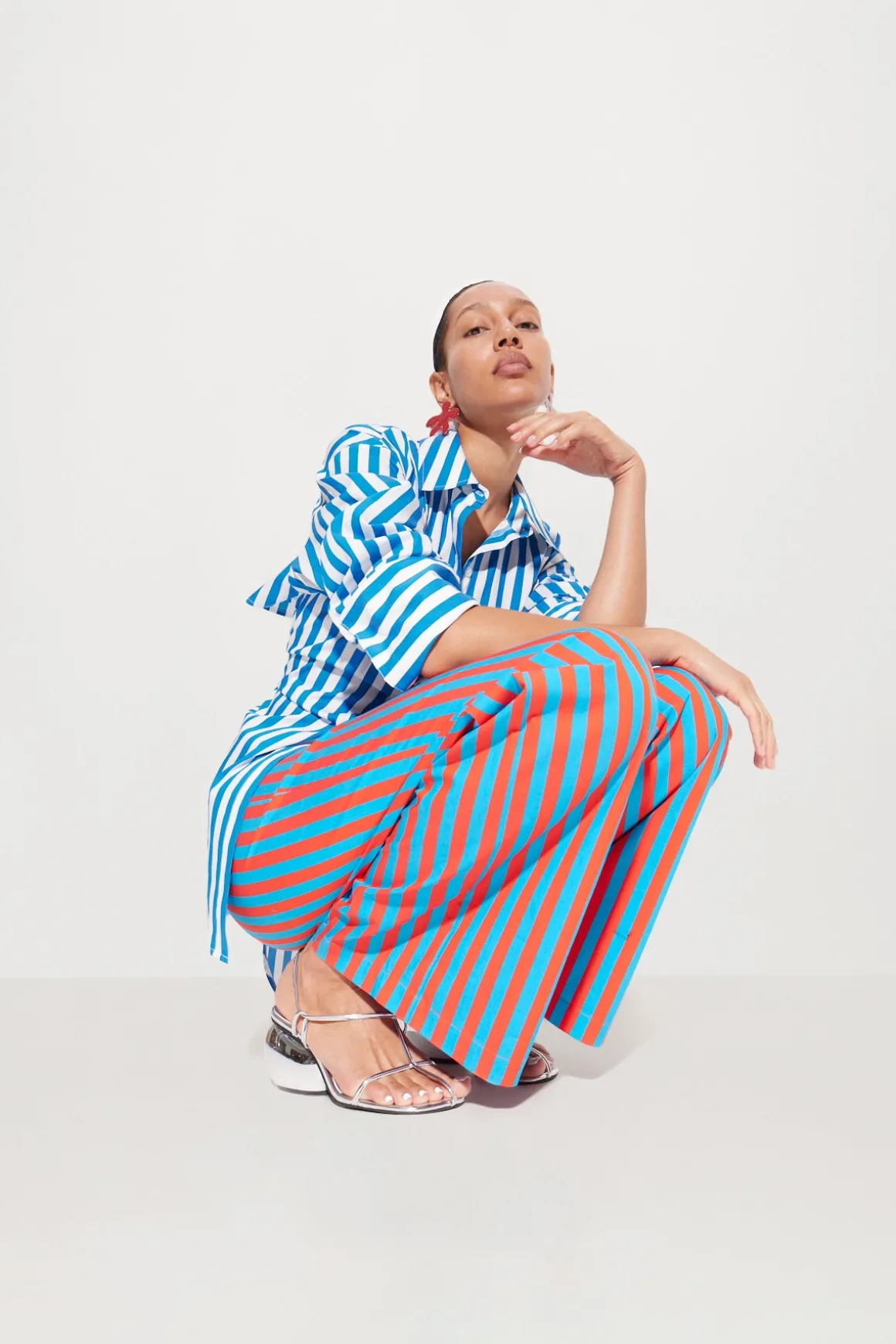Loch Striped Poplin Button Up in Blue Stripe