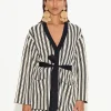 Max Belted Knit Cardigan in Black/Rice Flour Stripe