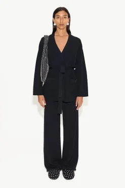 Max Belted Knit Cardigan in Black