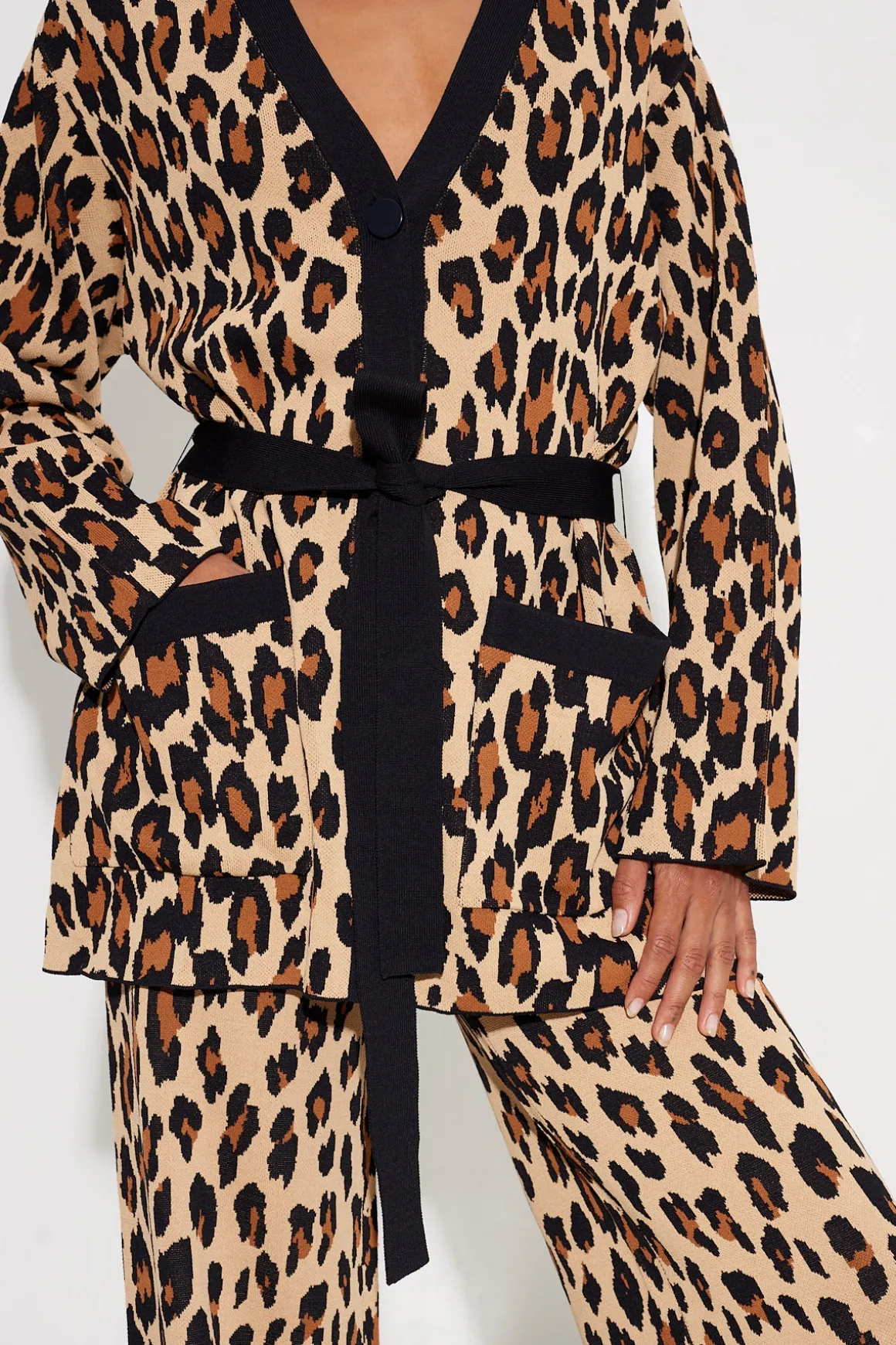 Max Belted Knit Cardigan in Cheetah