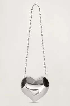 Molded Heart Bag in Silver