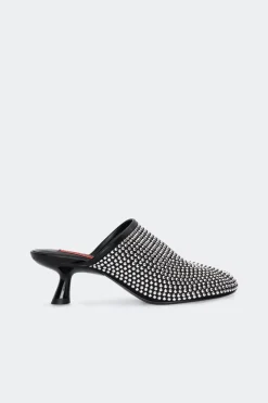 Nailhead Beep Mule in Black/Silver