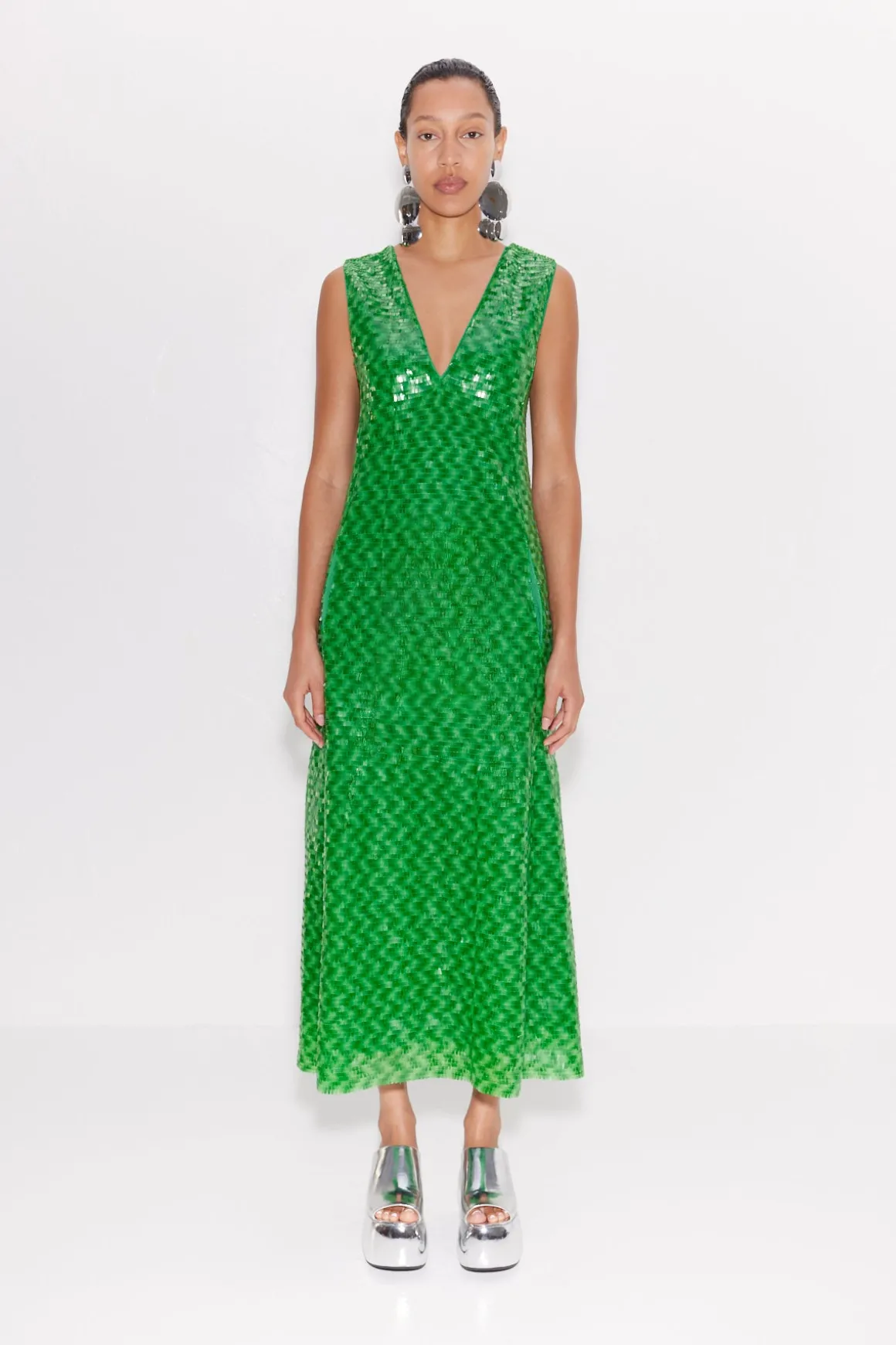 Nori Sequin Dress in Gummy Green Multi