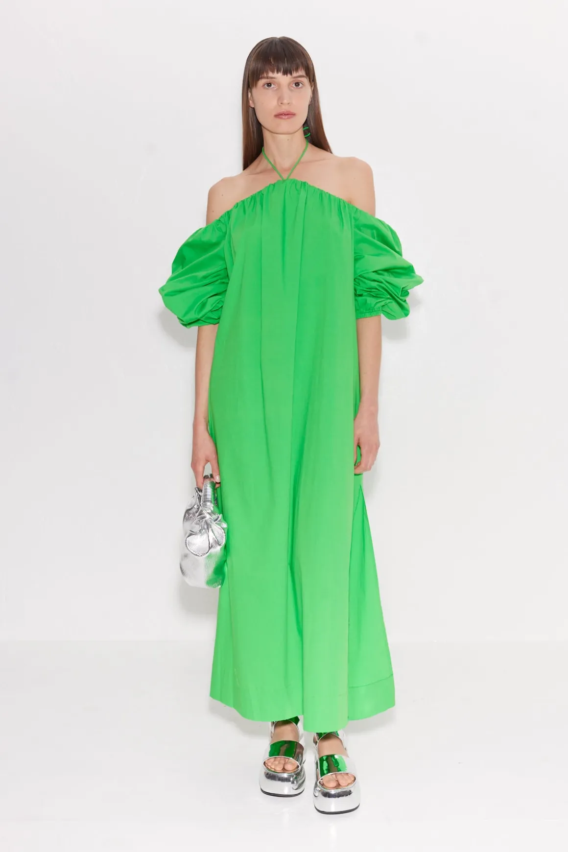 Oleander Poplin Dress in Gummy Green