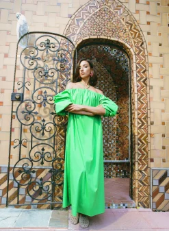 Oleander Poplin Dress in Gummy Green