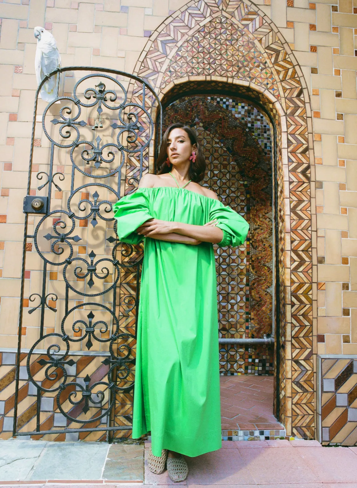 Oleander Poplin Dress in Gummy Green