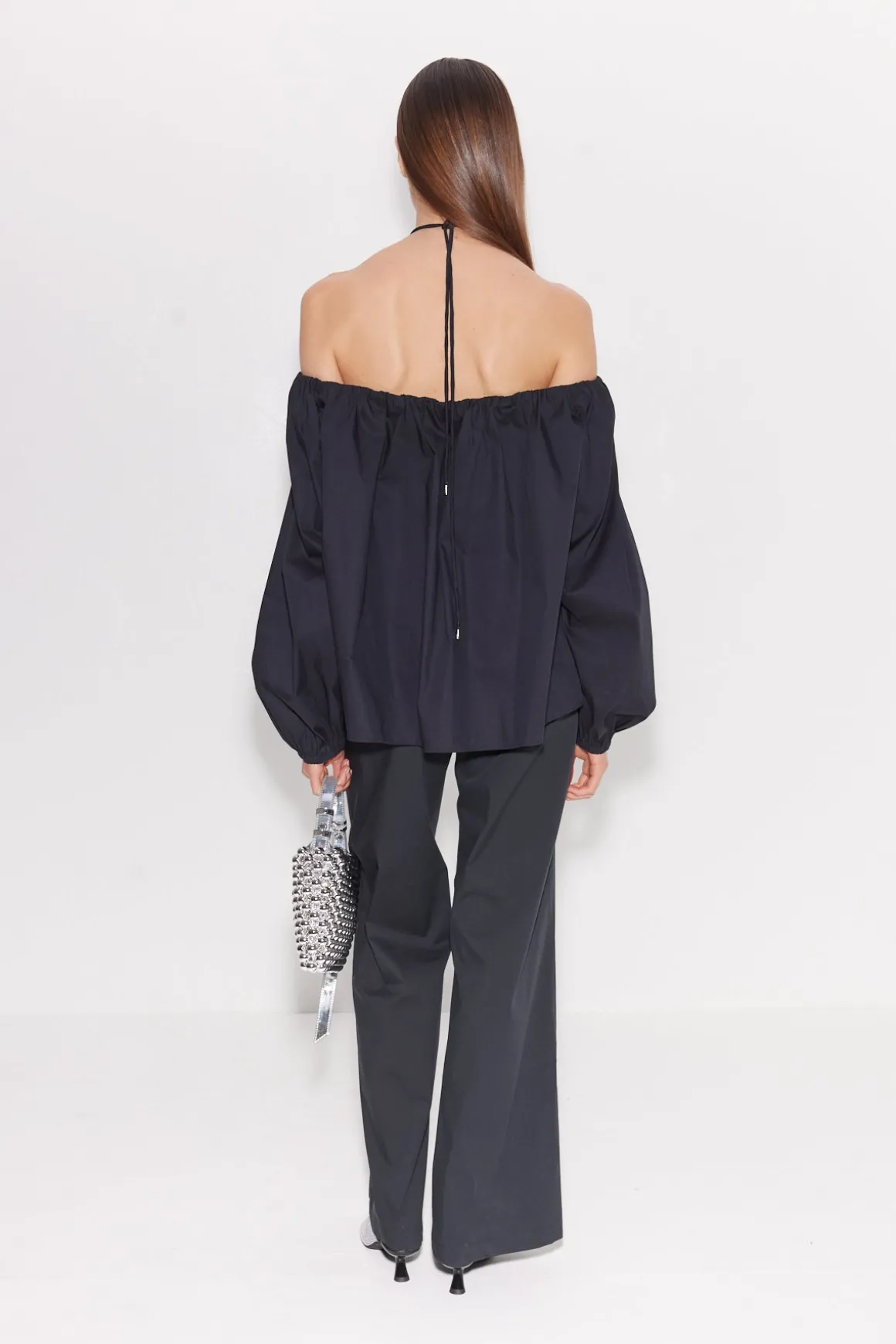 Oleander Poplin Top in Black
