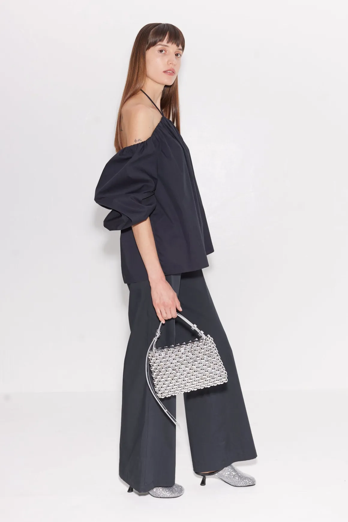 Oleander Poplin Top in Black