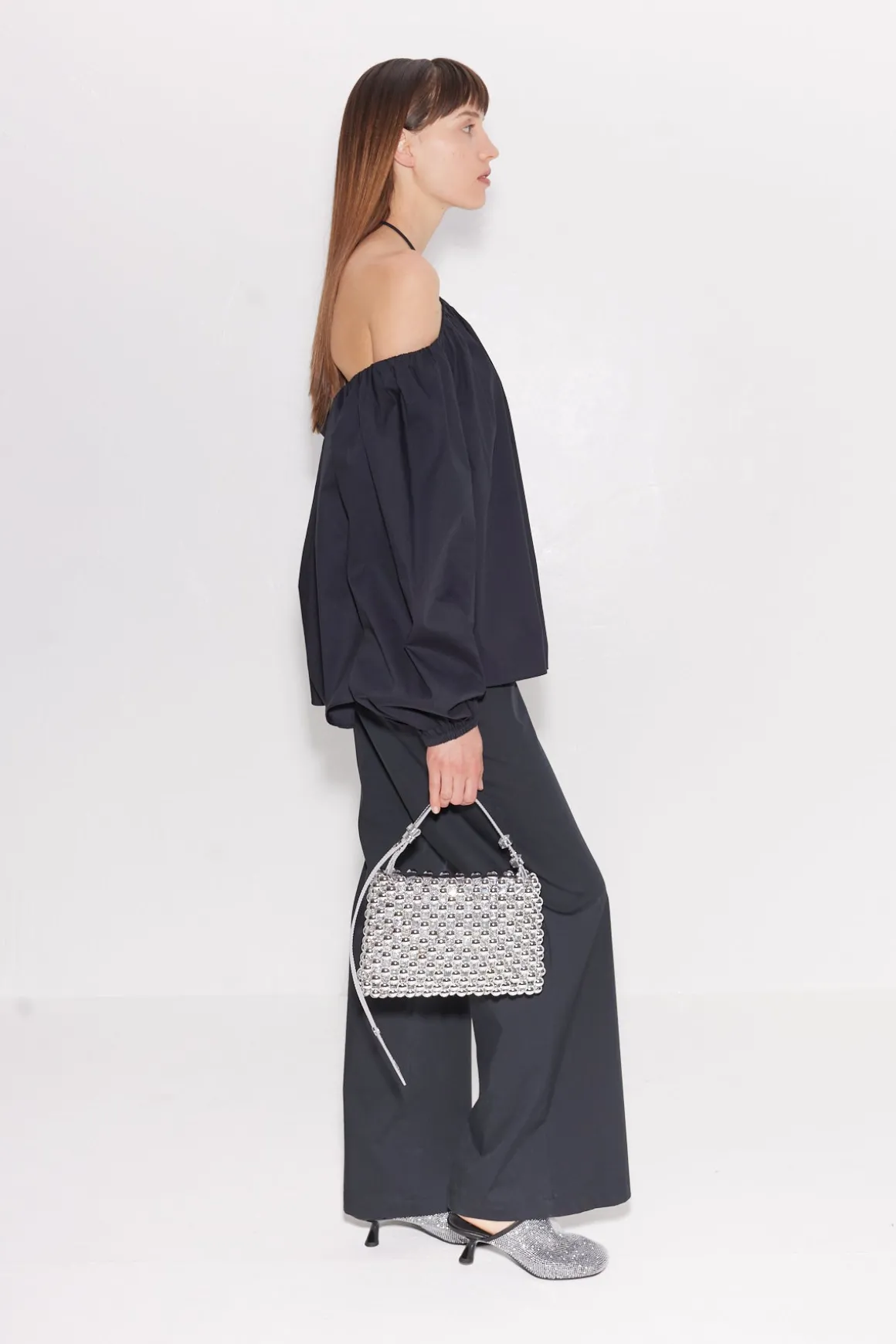 Oleander Poplin Top in Black