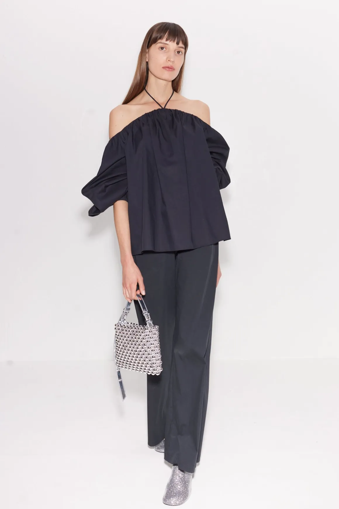 Oleander Poplin Top in Black