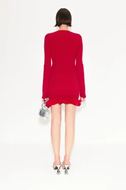 Otto Knit Poplin Combo Dress in  Sangria Malange