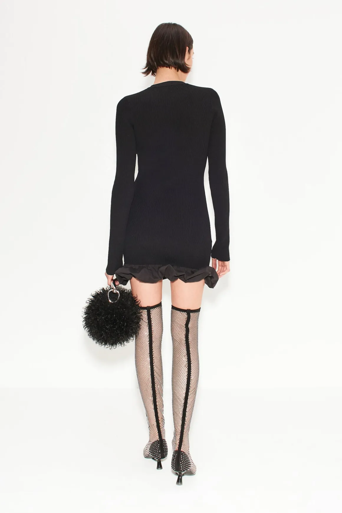 Otto Knit Poplin Combo Dress in Black